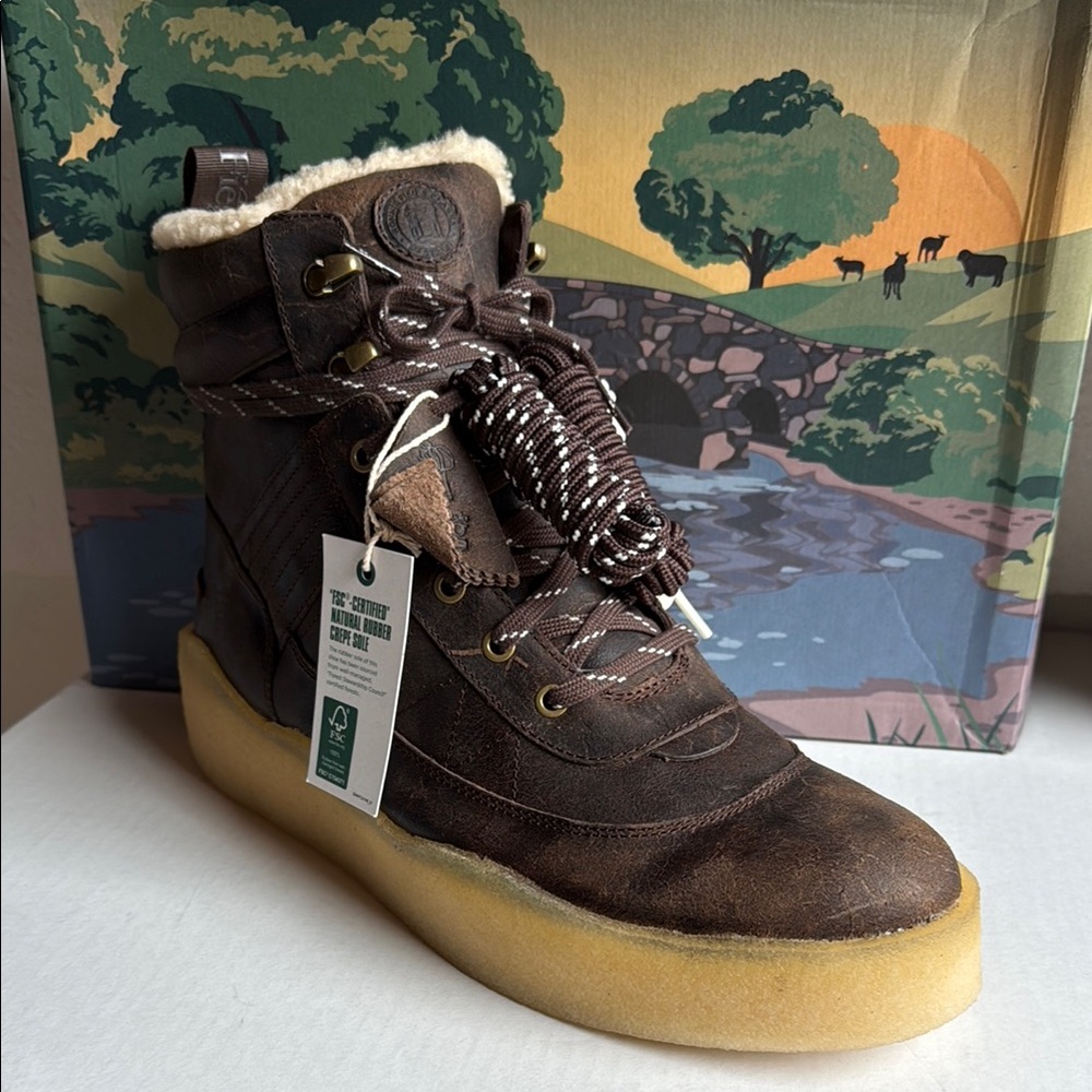 Brown High-Top Boots with Shearling Lining